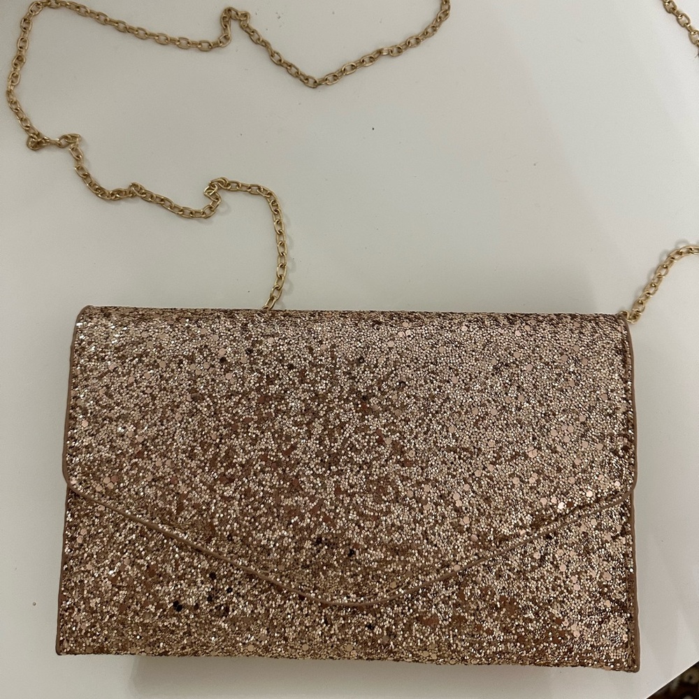 Steve Madden Rose Gold Glitter Clutch Bag